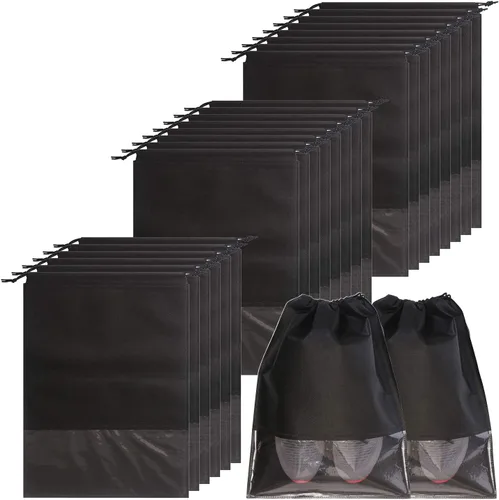 24 bolsas de viaje para zapatos no tejidas con cuerda para hombres y mujeres, grandes organizadores de bolsas de almacenamiento para zapatos
