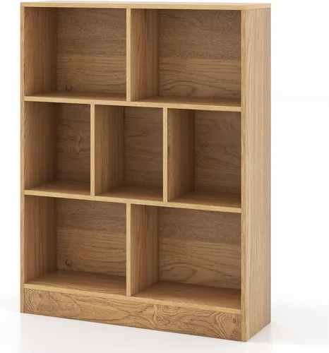 Miniatura 9 de Costzon 7-Cube Bookshelf for Kids, Wooden Toy Storage Organizer w/ 2 Anti-Toppling Kits, 3 Tier Open Shelves & Non-Slip Foot Pads, Montessori Toy