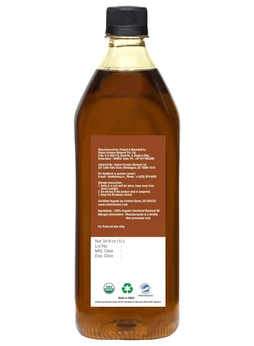 Miniatura 4 de Daana Aceite de mostaza: certificado USDA orgánico, extra virgen, prensado en frío, 34 onzas (paquete de 1)