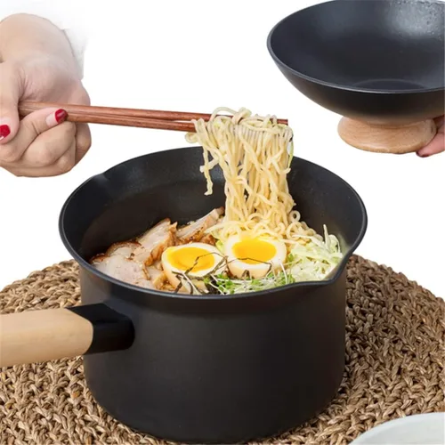 Miniatura 4 de Juego de utensilios de cocina sartén antiadherente cocina cocina comedor bar cocina inducción (color : negro, tamaño: 2 piezas a)