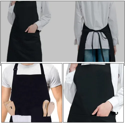Miniatura 3 de UPKOCH 2pcs Black Kitchen Aprons for Men and Women, Multi-functional Cooking and Bbq Work Apron with Adjustable Straps, 70x75cm Food Service