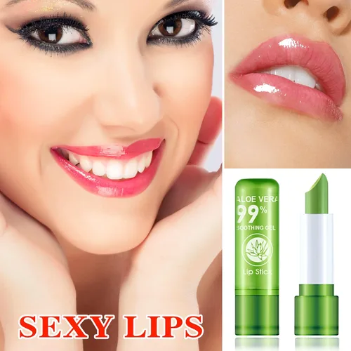 Miniatura 2 de Paquete de 3 lápices labiales de aloe vera, brillo labial mágico que cambia de color, bálsamo labial hidratante nutritivo de larga duración, juego