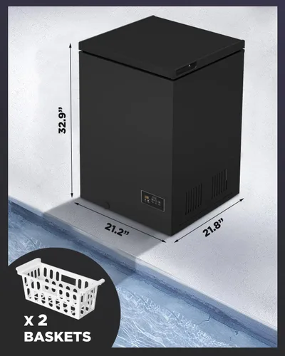 Miniatura 6 de Congelador de Cofre de 3.5 Pies Cúbicos - 2 Cestas Removibles - Congelador Compacto Silencioso - 7 Ajustes de Temperatura - Negro