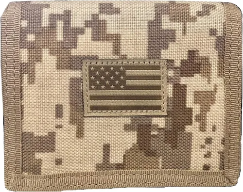 Miniatura 7 de RAPDOM Billetera de triple pliegue militar patriótico con bandera estadounidense de Estados Unidos, Verde -Oliva, Billetera triple