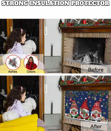 Miniatura 43 de Cubierta magnética azul para chimenea, detiene la pérdida de calor, pantalla de chimenea para interiores, bolas de gnomos de Navidad, árbol de copo