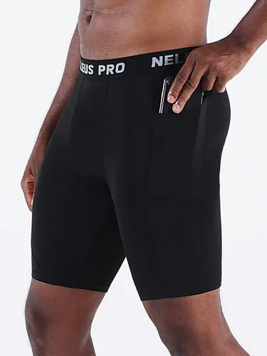 Miniatura 2 de NELEUS Paquete de 3 pantalones cortos de compresión para correr con bolsillos para hombre