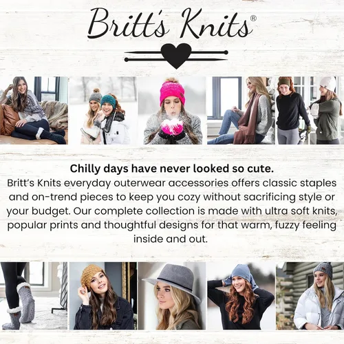 Miniatura 6 de Britt's Knits Gorro de punto cálido para mujer, con forro de felpa, pompón para clima frío