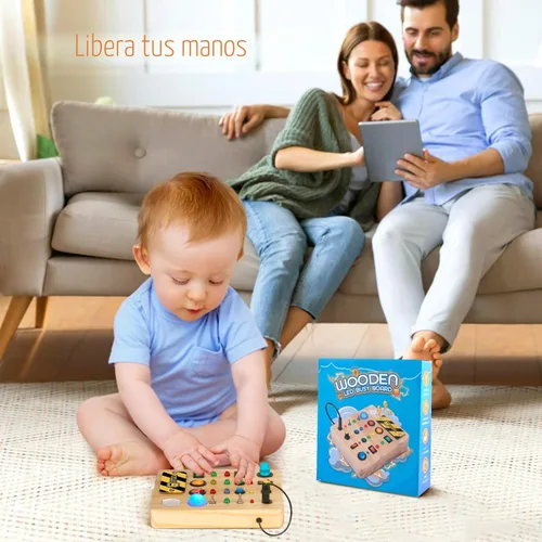 Miniatura 7 de TINTECUSA Tablero de actividades Montessori de juguete para niños pequeños, juguete sensorial de madera con clasificador de formas, juguetes de luz