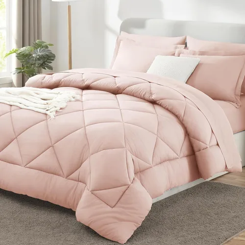 Miniatura 55 de CozyLux - Juego de edredón en una bolsa, para dormitorio universitario, todas las estaciones, edredón, sábanas y fundas para almohada y decorativas