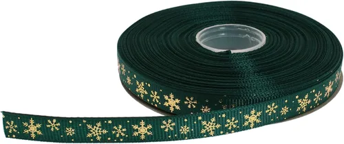Miniatura 21 de Cinta de grogrén de copo de nieve con impresión dorada de 25 yardas cada rollo, borde tejido 100% poliéster (3/8 pulgadas, beige)