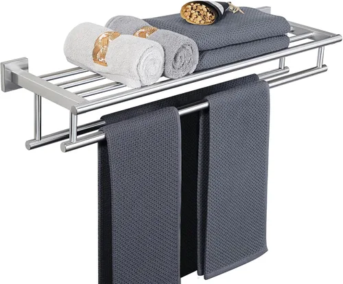 Alise - Toallero, estante para toallas con dobles barras para toallas para baño, SUS 304 acero inoxidable, soporte de pared, 72 cm níquel cepillado,