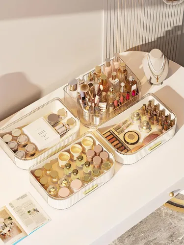 Miniatura 8 de Organizador de maquillaje giratorio de 360° con cajón, exhibición de almacenamiento de cosméticos de acrílico transparente, contador de belleza