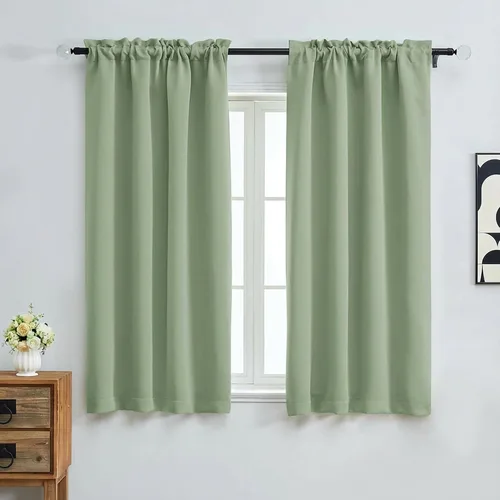 Miniatura 263 de OVZME Cortinas opacas turquesa para tratamiento de ventanas pequeñas, cortinas cortas con bloqueo de luz para ventana de cocina sobre el fregadero