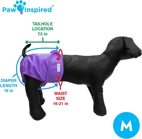 Miniatura 2 de Paw Inspired Pañales lavables para perros (paquete de 3) Pañales de tela reutilizables para perras pequeñas, medianas y grandes