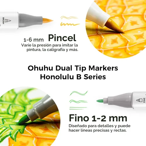 Miniatura 2 de Ohuhu Marcadores de alcohol con punta de pincel, certificado AP, juego de marcadores artísticos de doble punta para artistas adultos, ilustración