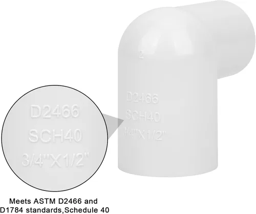 Miniatura 4 de 10Pack 3/4" x 1/2" PVC Increaser/Reducer 90 Degree Elbow PVC Pipe Fittings (Socket x Socket) Schedule 40 PVC Slip Reducing 90° Elbow Pipe Fittings