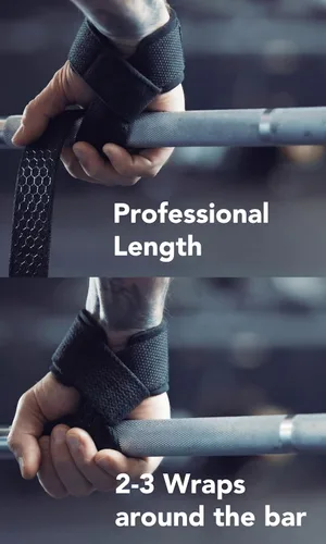 Miniatura 2 de Fitgriff® Correas de muñeca para levantamiento de pesas, gimnasio, peso muerto, entrenamiento (hechas de algodón premium y acolchadas) - Hombres