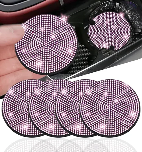 Miniatura 16 de NBTEPEM 2 posavasos de auto con diamantes de imitación, 2.75 pulgadas, antideslizantes, a prueba de golpes, universal, a la moda, para auto