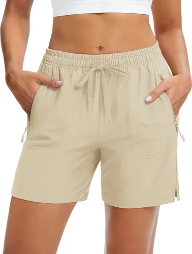 Miniatura 8 de MAGCOMSEN Pantalones cortos de senderismo para mujer de 5 pulgadas, UPF 50+, de secado rápido, ligeros, atléticos, para correr, golf, verano