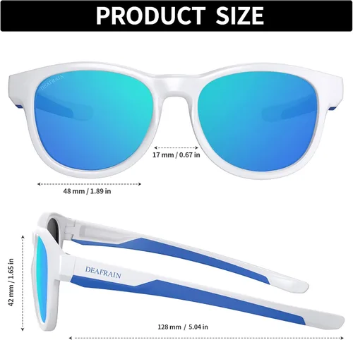 Miniatura 2 de DEAFRAIN Gafas de sol polarizadas para niños y niñas, marco TPEE para deportes, niños y jóvenes de 5 a 13 años con protección UV 100%