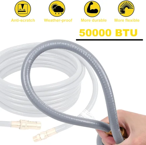 Miniatura 4 de GasSaf Manguera de gas natural de 3/8 pulgadas de diámetro interior, manguera de gas de conexión rápida de 24 pies con rosca de tubo hembra de 3/8 x