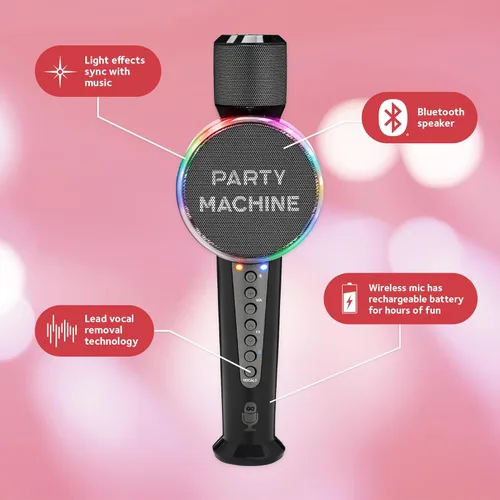 Miniatura 5 de Singing Machine Micrófono de karaoke inalámbrico para niños y adultos, micrófono de máquina de fiesta (negro) - Micrófono Bluetooth portátil de mano