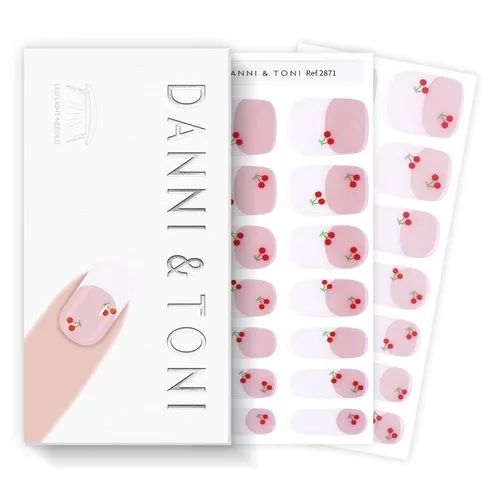Miniatura 42 de DANNI & TONI Tiras de uñas de gel semicuradas, color rosa champán, ojos de gato, 28 calcomanías de regalo para mujer Aqua Ripple