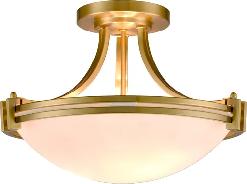 Miniatura 8 de SAMTEEN Lámpara de techo semiempotrada de níquel cepillado moderna de 3 luces de vidrio blanco para pasillo, lámpara de techo para dormitorio, sala