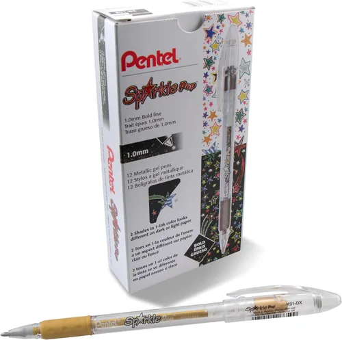 Miniatura 11 de Pentel Sparkle Pop Bolígrafo de Gel Metálico, (1.0mm) Línea Gruesa, Rosa, Caja de 12 Bolígrafos (K91-DP)