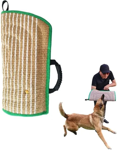 Miniatura 11 de Manga de mordedura de perro, brazo de entrenamiento, yute, masticable, juguete para K9, trabajo perro, pitbull, pastor alemán, cachorro, perros Negro