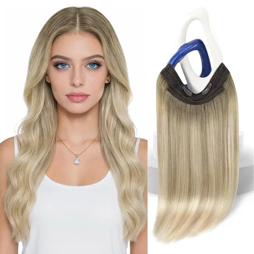 Miniatura 27 de Sunny - Extensiones de cabello humano real, con cable/hilo y clips ajustables, aplicación invisible, 2.82 onzas, 12 pulgadas, color rubio cenizo