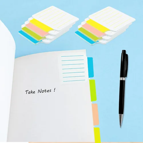 Miniatura 6 de AAAA 4A 2 blocs divisores de notas adhesivas pestañas de 2 2/3 x 2 7/8 pulgadas, blanco, notas adhesivas forradas con líneas para cuadernos, libros