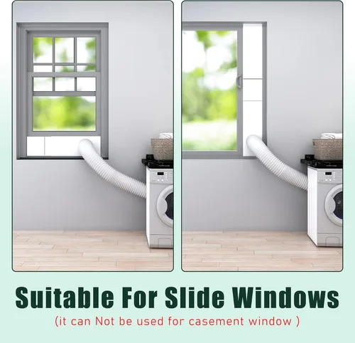 Miniatura 8 de Flehomo Kit de ventana de ventilación de secadora, incluye cubierta de ventilación de secadora con solapas móviles, kit de ventilación de secadora