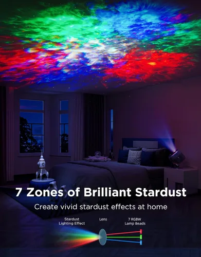 Miniatura 2 de Govee Luces de proyector de estrellas, efecto nebulosa colorida de 7 zonas, compatible con Matter, cobertura de 540 pies², luces de techo LED