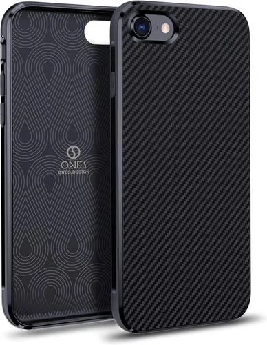 ONES Funda delgada para iPhone SE3 SE2 SE / 8/7, patrón de fibra de carbono, funda protectora a prueba de golpes con diseño minimalista y prevención