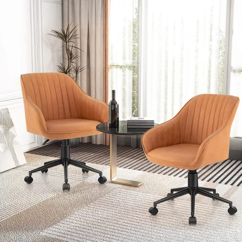 Miniatura 8 de POWERSTONE Silla moderna de escritorio para oficina en casa, silla de computadora de mediados de siglo, silla giratoria ajustable para dormitorio