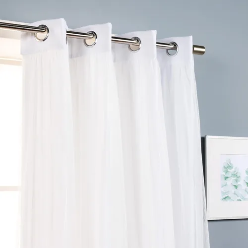 Miniatura 3 de Best Home Fashion Juego de 2 paneles de ventana de tul de encaje con aislamiento térmico y ojales de níquel de acero inoxidable para dormitorio