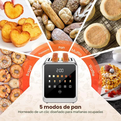 Miniatura 2 de Tostadora de 2 rebanadas con pantalla táctil, ranuras de 1.5 pulgadas de ancho y recuperación de memoria Tostadoras digitales inteligentes