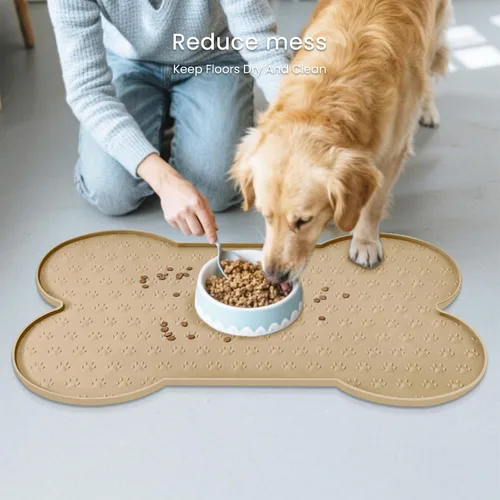 Miniatura 8 de PWTAA Tapete para Comida de Perros Antideslizante de Silicona, Tapete para Tazón de Perro más Grueso, Mantel Individual para Mascotas Impermeable