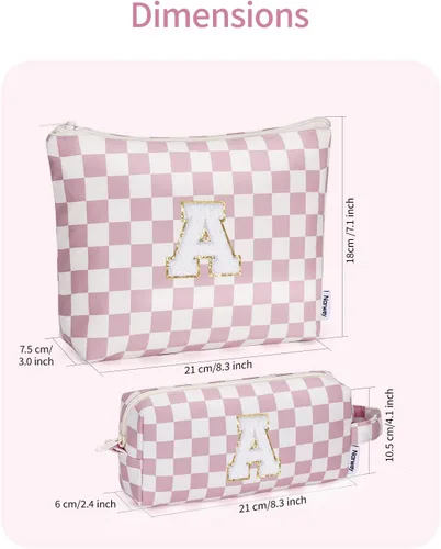 Miniatura 2 de Narwey Bolsa de maquillaje con inicial, regalos de graduación para adolescentes, niñas, niños y adolescentes, monograma personalizado, bonita bolsa