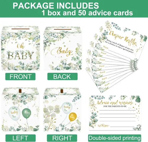 Miniatura 3 de Gersoniel Juegos de baby shower, caja de rifas de pañales con 50 boletos para rifas de pañales, decoración de fiesta de baby shower, kit de juego