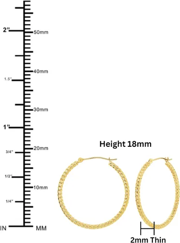 Miniatura 4 de Pendientes de aro redondos texturizados en espiral de oro amarillo de 14 quilates, 0.079 in de grosor
