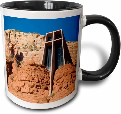 3dRose Arizona, Sedona, Chapel of The Holy Cross-Us03 Jwi0214-Jamie and Judy Wild - Taza de dos tonos, 11 onzas, negro/blanco