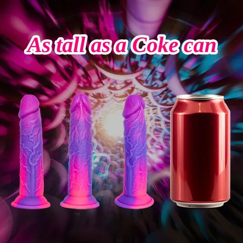 Miniatura 6 de Consolador de 5 pulgadas ultra pequeño y realista de fantasía con ventosa, consolador de silicona mini lindo de 4" en púrpura y rosa para mujeres