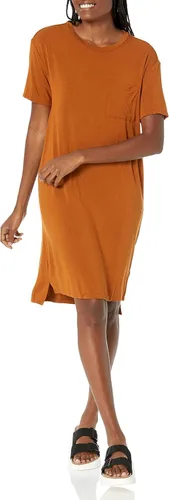 Tienda Essentials - Vestido tipo camiseta de manga corta de jersey de gran tamaño con bolsillo para mujer (ritual diario anterior)