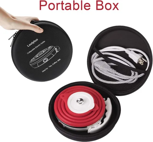 Miniatura 4 de Ultrafino Actualizado Hervidor Eléctrico de Silicona de Grado Alimenticio Plegable de Viaje con Protección contra Hervir en Seco, Portátil con Doble