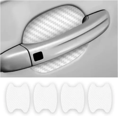 Miniatura 28 de 8 unidades de calcomanías para manija de puerta de coche, protector antiarañazos de fibra de carbono para taza de puerta de coche, película