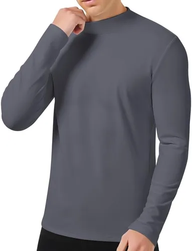 Miniatura 3 de SIMIYA Camisas de manga larga con cuello alto falso para hombre, suéter térmico ajustado y ajustado