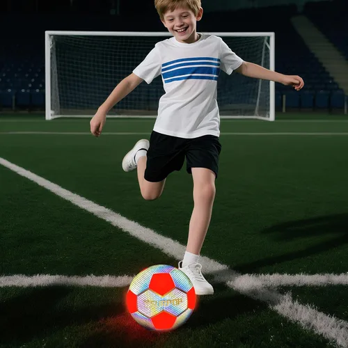 Miniatura 5 de Balón de fútbol que brilla en la oscuridad con luces LED, pelota de fútbol iluminada para juegos nocturnos, tamaño 5 regalo para niños y adultos