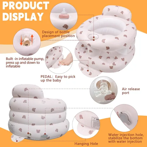 Miniatura 2 de Asiento de bebé inflable para bebés de 3 meses en adelante, asiento inflable de apoyo para bebé para sentarse, silla de bebé con bomba de aire